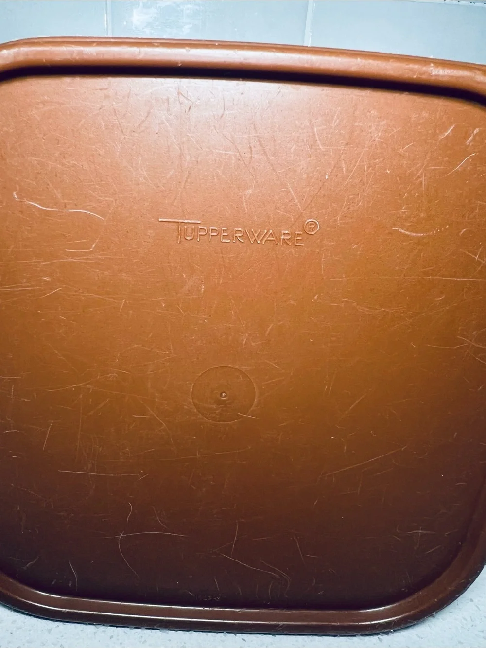 Tupperware Translucent Square Food Container with Brown Lid